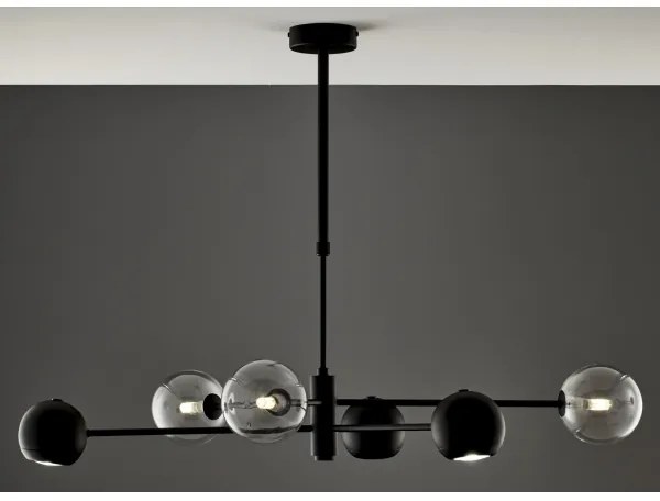 Jupiter 1995 - Luster na tyči MOKA 3xGU10/10W/230V + 3xG9/10W/230V čierna/číra