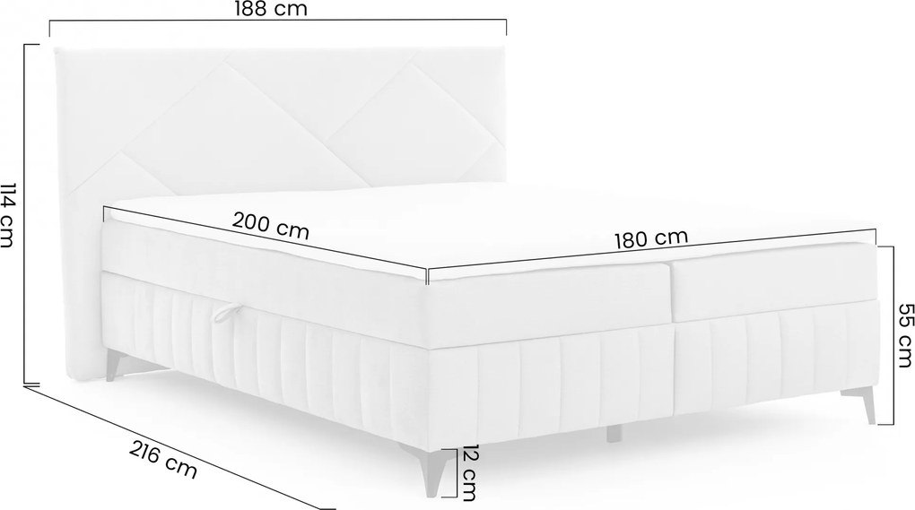 Posteľ Boxspring Wasil 180x200 s úložným priestorom - ružový hydrofóbny zamat Element 18