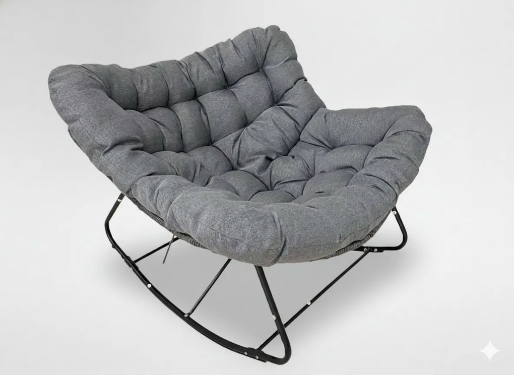 CH Hojdacia stolička SVINGA 112 x 104 x 69 cm tmavošedý ratan, tmavošedé vankúše