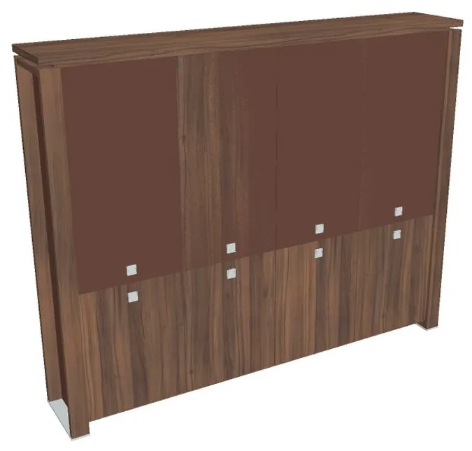 Vysoká skriňa Verno+ S 260 x 46 x 210 cm, kombinované dvere, orech / hnedá