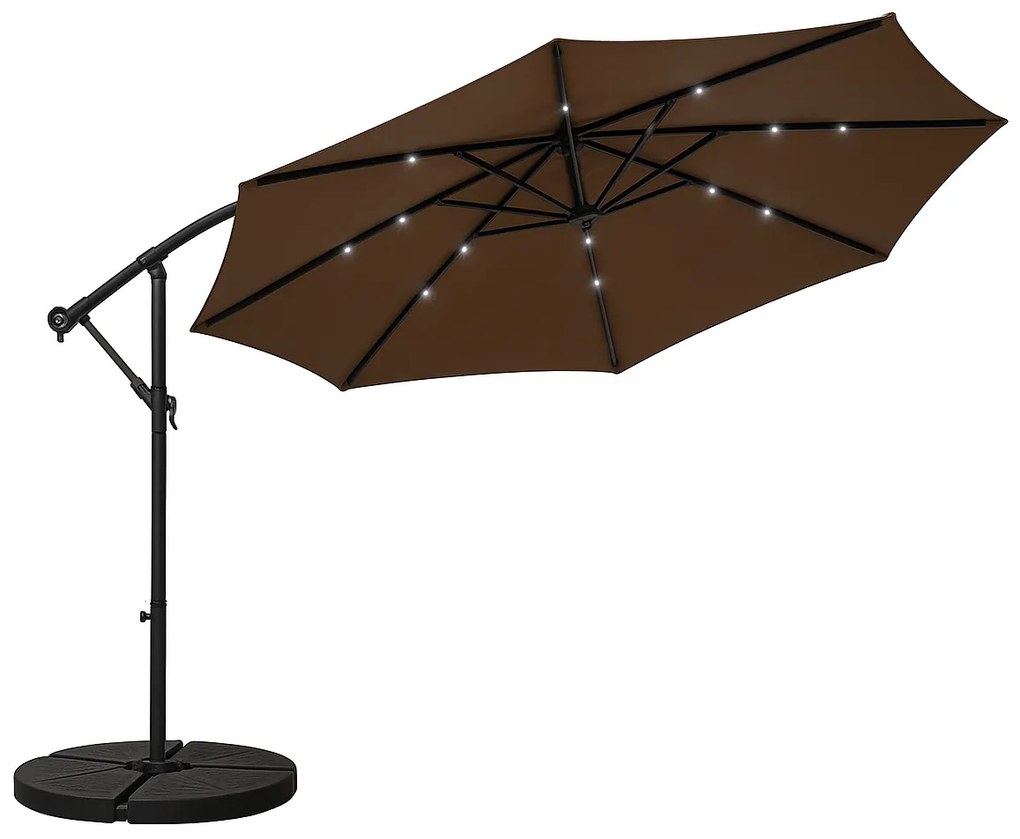 Zahradní slunečník Houseland Mavex s LED osvětlením 300 cm tmavě hnědý