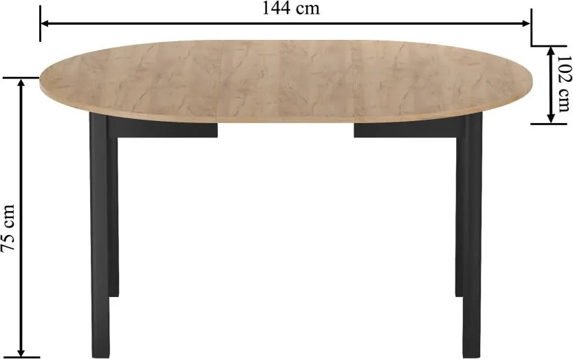 Vintino Jedálenský stôl ASTRON  102–144 cm – dub zlatý craft / čierna