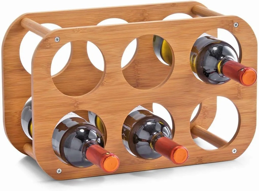 Zeller Present Stojan na víno / fľaše, bambusový, 6 pozícií, pr. 8 cm