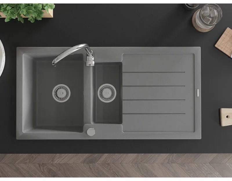 Mexen Andres - granitový drez 100,0x50,0cm, 1,5-komorový, šedá, 6515101510-71