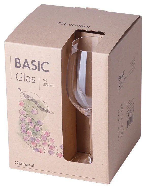 Poháre na červené víno 380 ml set 4 ks - BASIC Glas Lunasol META Glass - 322002