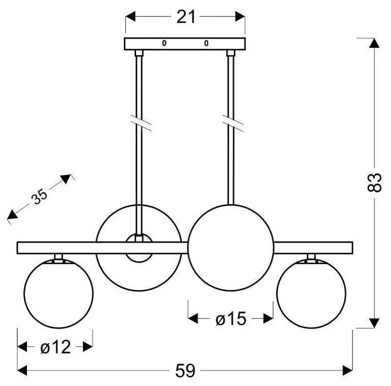 Čierne závesné svietidlo so skleneným tienidlom 25x59 cm Kama - Candellux Lighting