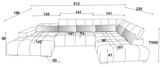 Rohová sedacia súprava do U TROPEA pravá, béžová, s opierkami hlavy