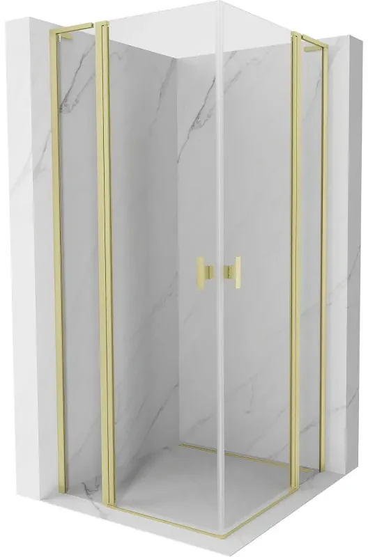 Mexen, Mexen Mist L Duo sklápací sprchový kút 95 x 95 cm, transparentný, brúsené zlato - 8A4L-095-095-55-00