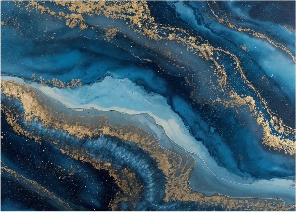 Obraz - Modrá mramorová abstrakcia (70x50 cm)