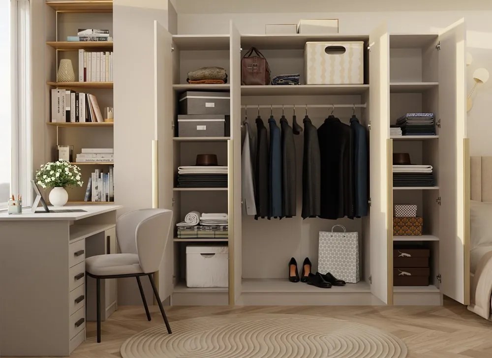 Šatníková skriňa SENSO 4D 200 cm kašmírová