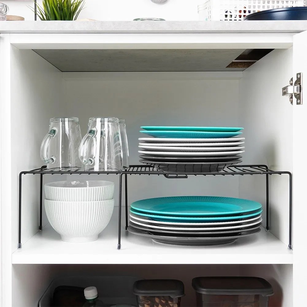 VILDE Prídavná polica, roztiahnuteľná, nastaviteľná šírka 35 - 48cm, čierna EXTENSIBLE