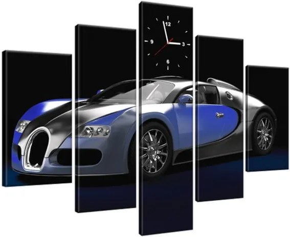 Obraz s hodinami Modré Bugatti Veyron 150x105cm ZP2378A_5H