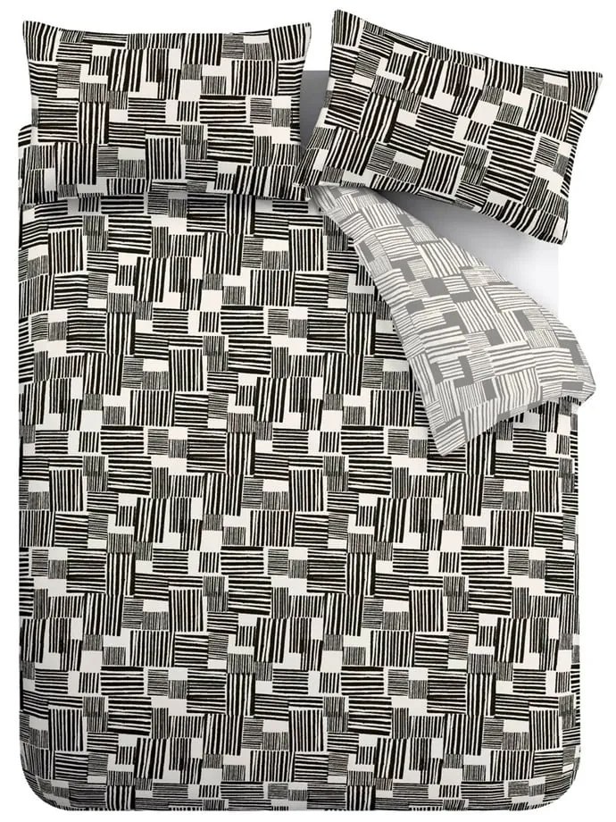 Čierne/sivé obliečky na dvojlôžko/predĺžené 230x220 cm Blocks – Catherine Lansfield