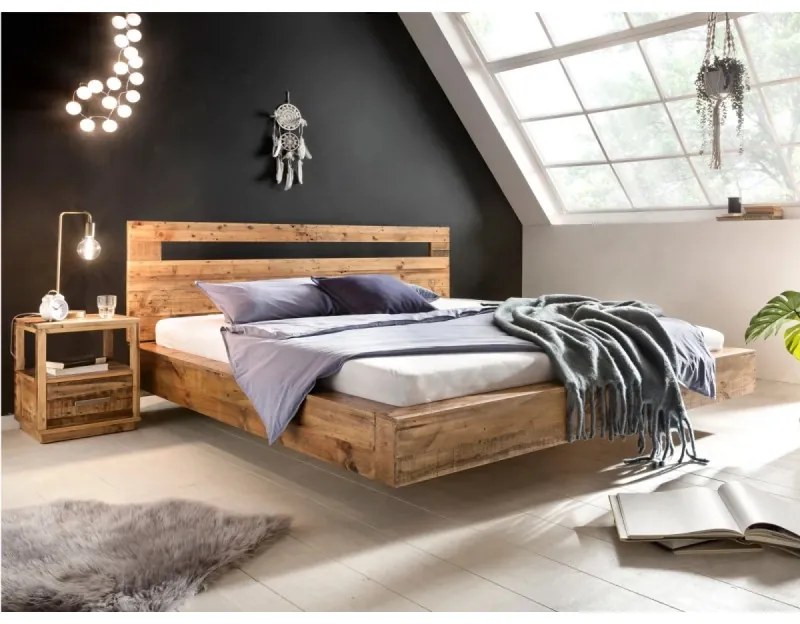 furniture-nabytek.cz - Masívna posteľ Marton z recyklovanej borovice, lakovaná, hnedá – 180x200 cm