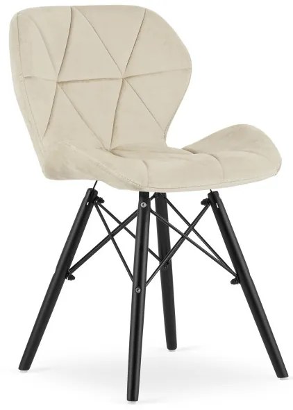Set troch jedálenských stoličiek LAGO zamatové, béžové / čierne (3 ks)