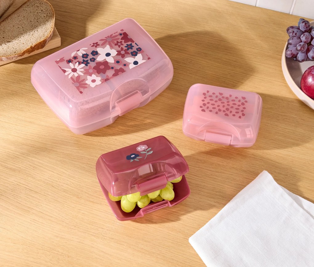 Súprava dóz na desiatu, ružová