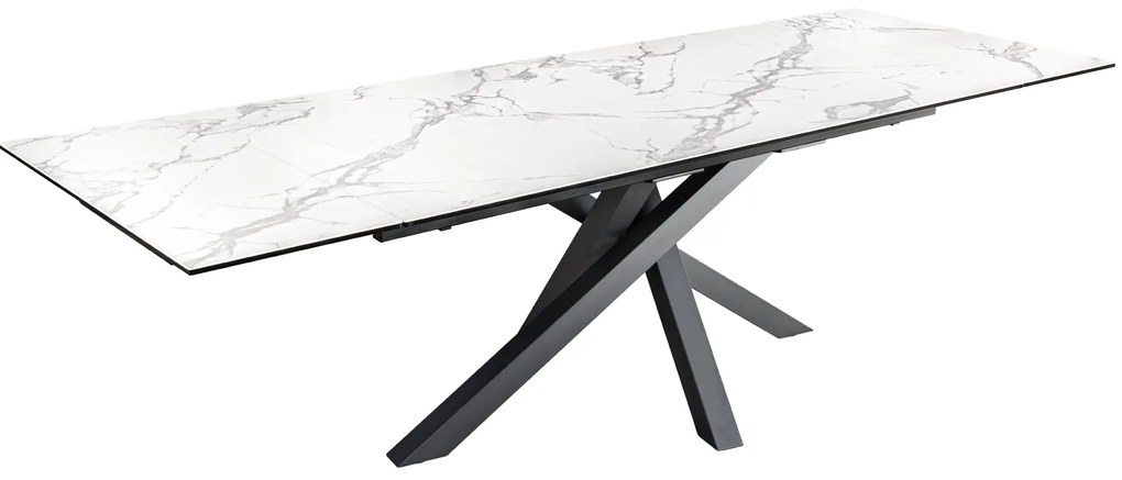 Jedálenský stôl Elegancia Keramika biely 180-220-260 cm Mramor