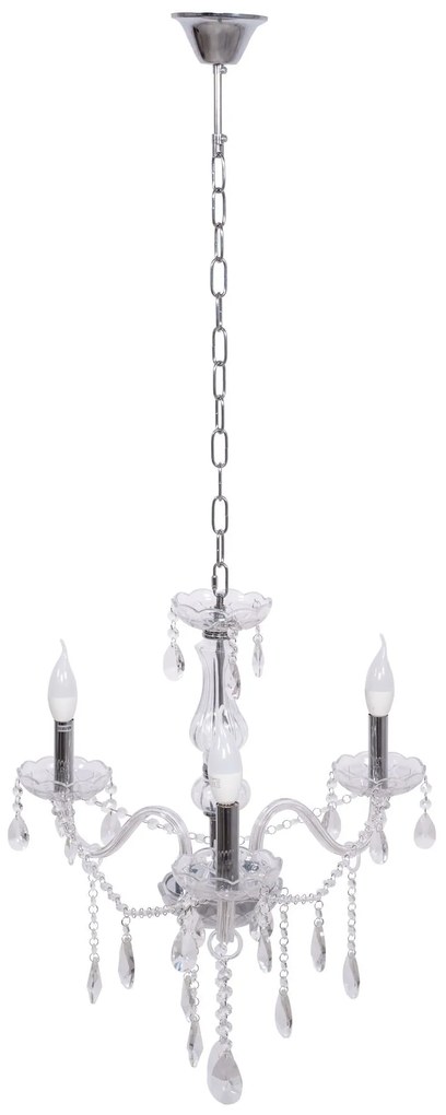 Toolight - Krištáľový závesný luster 3xE14 60W 300752, strieborná, OSW-04601