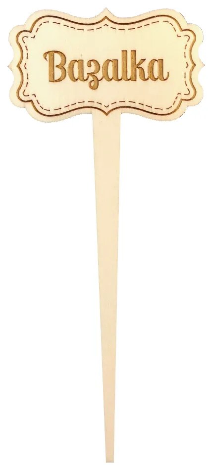 AMADEA Drevený zápich - ceduľka na bylinky Bazalka, výška 20 cm, český výrobok