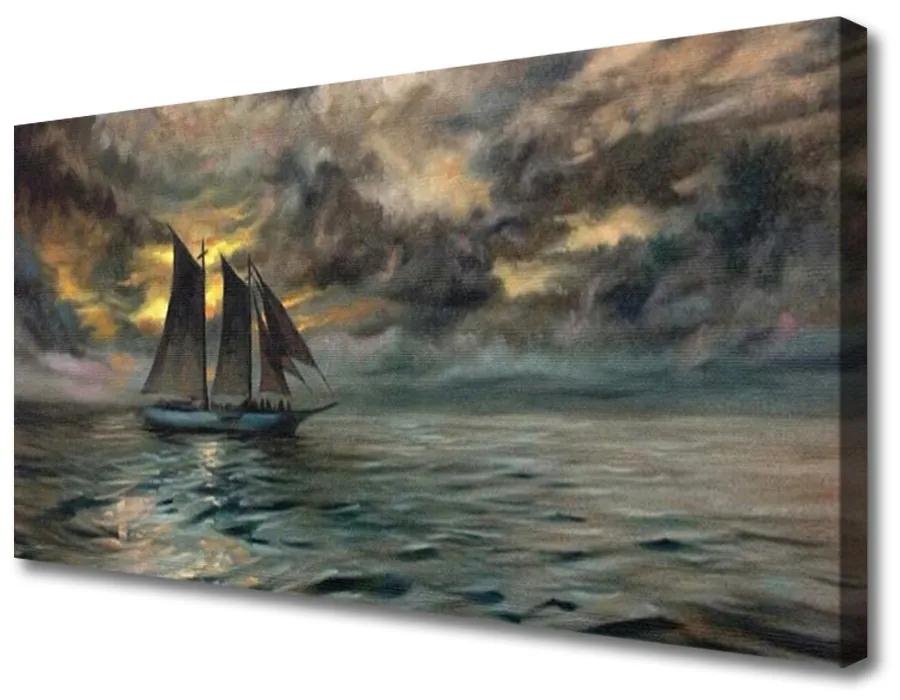Obraz na plátne More loďka krajina 100x50cm
