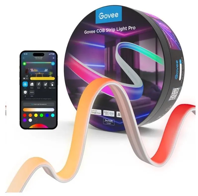 Govee - LED RGBICW Stmievateľný pásik COB 3780 diód 3m Wi-Fi Matter