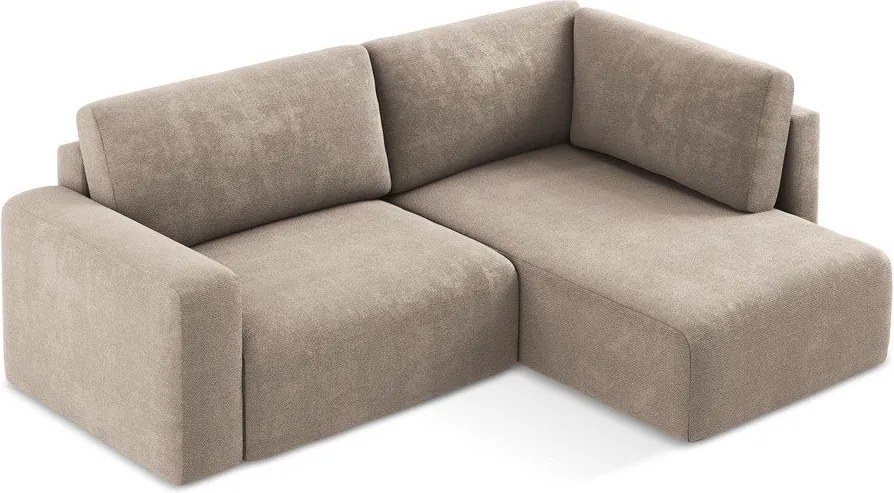 Béžová ženilková rozkladacia/s úložným priestorom rohová pohovka (pravý roh/do L) Kona – Makamii