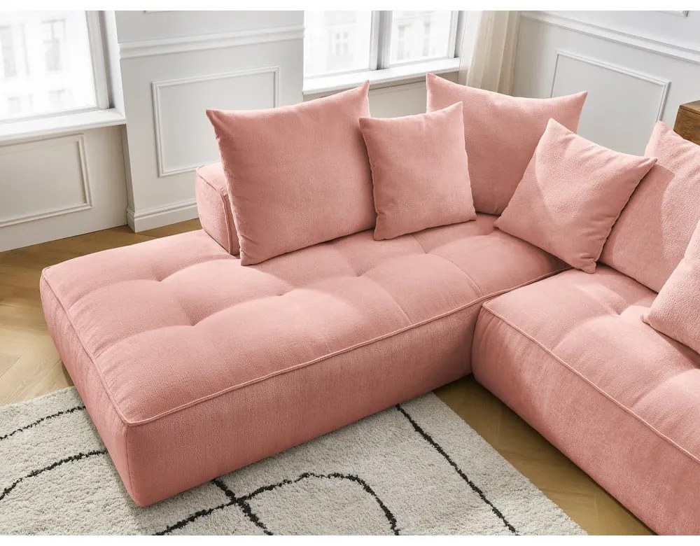 Ružová ženilková rohová pohovka (pravý roh/do L) Whesley – Bobochic Paris