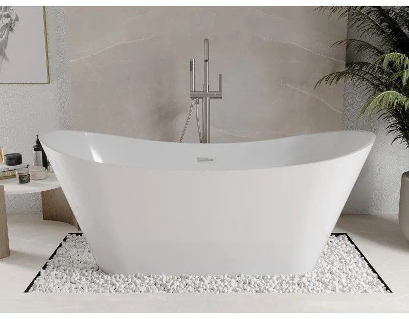 Mexen Celia, voľne stojaca vaňa 170 x 75 cm, biela, brúsená oceľ prepad, 52331707500-97