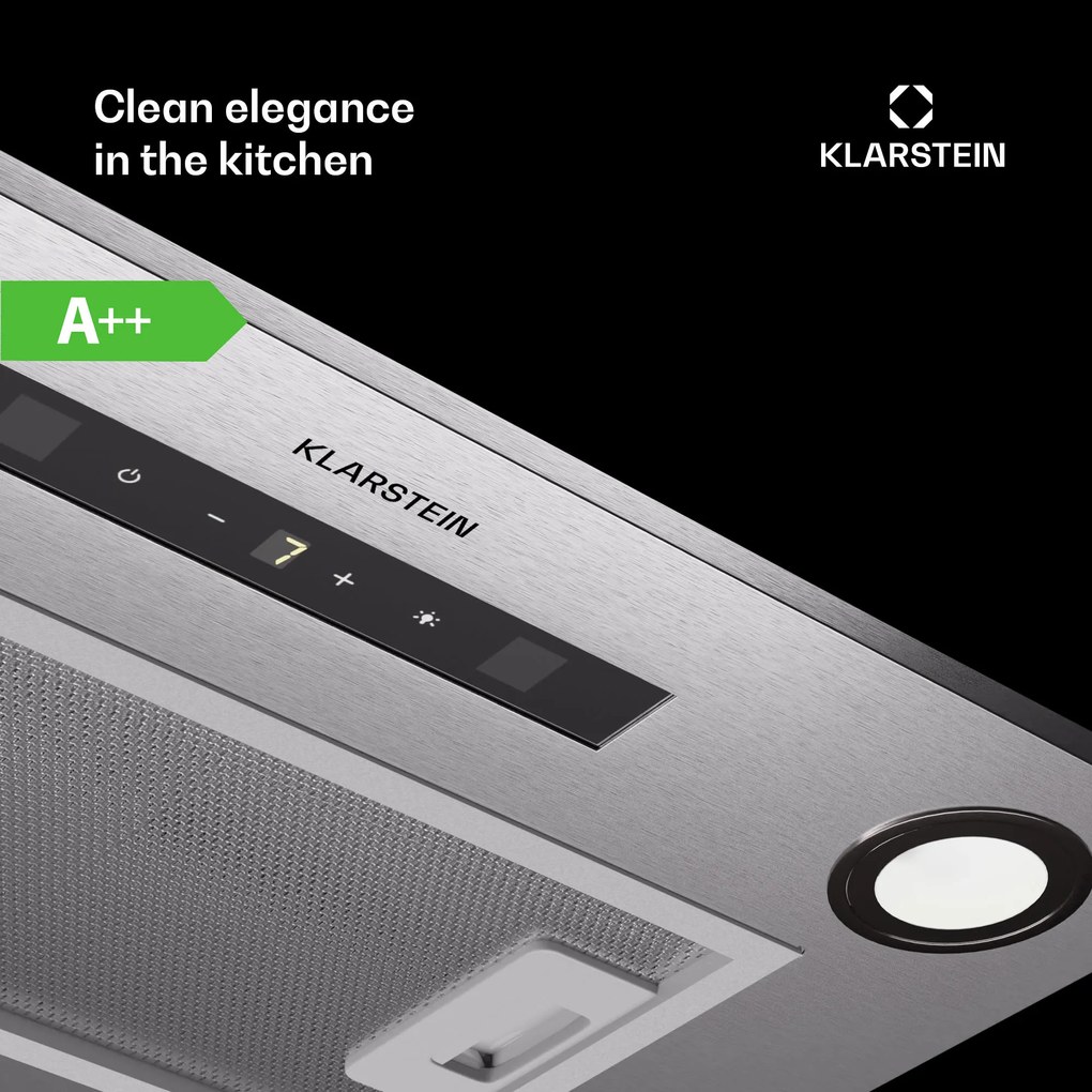 Klarstein Paolo 52, podskrinkový digestor 52 cm 439 m³/h LED Touch A++