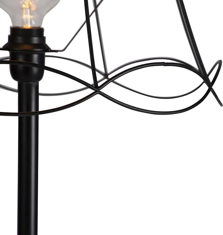 Stojacia lampa čierna s tienidlom Granny Frame čierne 45 cm - Simplo