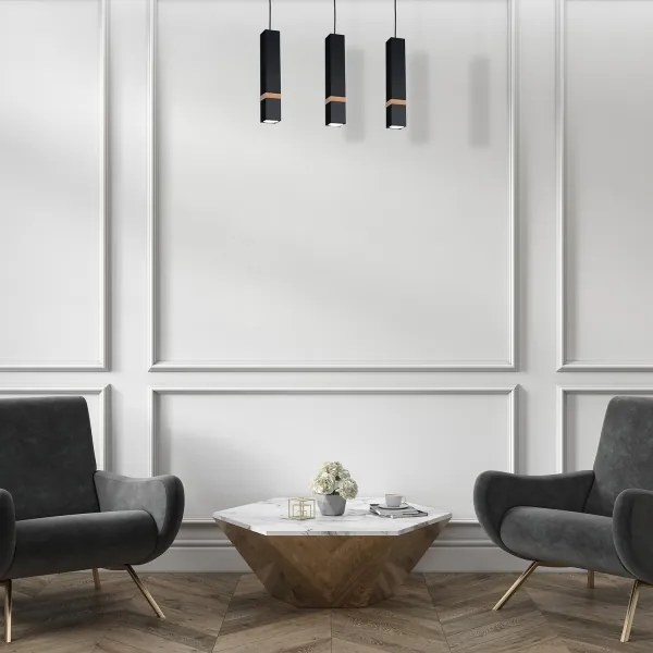 Luster na lanku VIDAR 3xGU10/25W/230V čierna