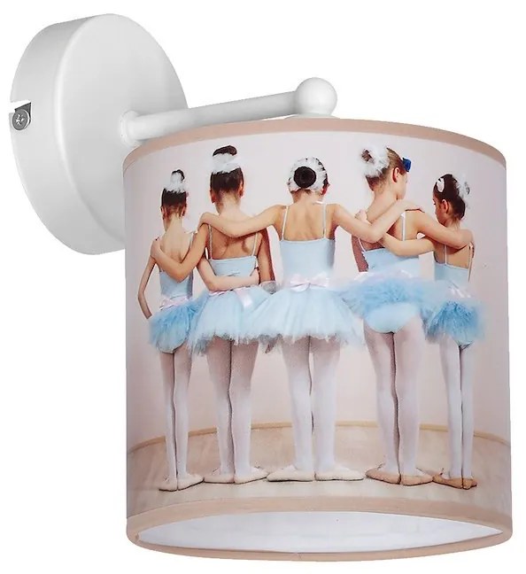 Detské nástenné svietidlo Ballerina, 1x plastové tienidlo so vzorom, w