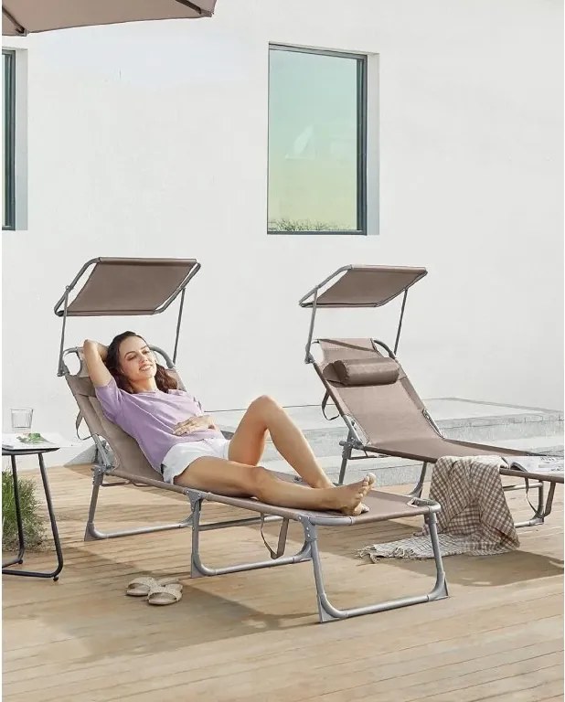 Zahradní lehátko se stříškou Sloan béžové