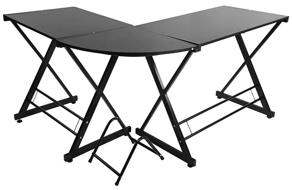 Písací stôl v tvare L- čierny