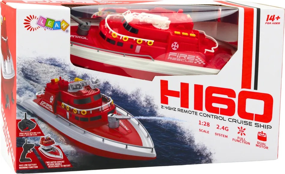 LEAN Toys RC motorový čln na diaľkové ovládanie 1:28 Rescue Red