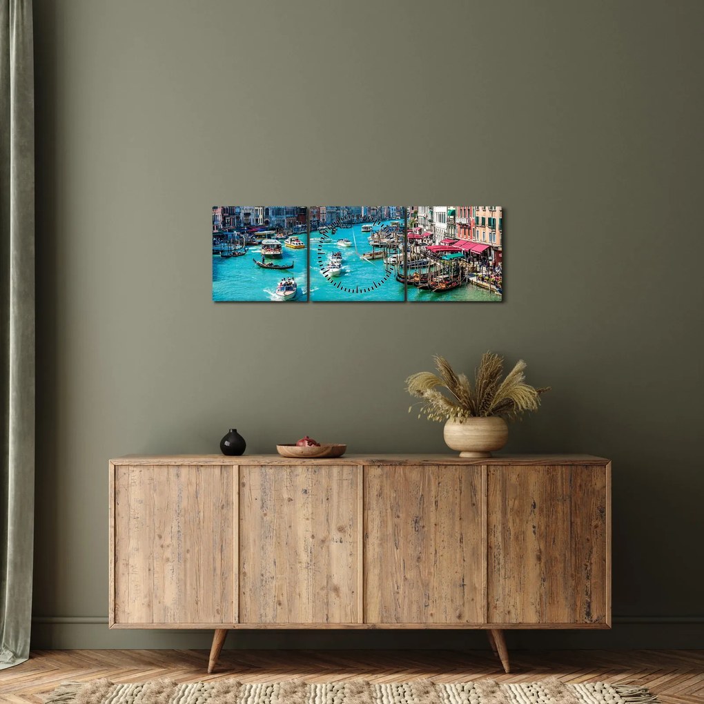 Obraz - Canal Grande, Benátky, Taliansko (s hodinami) (90x30 cm)