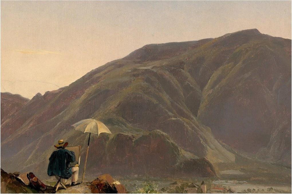 Obraz - Jules Coignet, View of Bozen with a Painter, reprodukcia (90x60 cm)