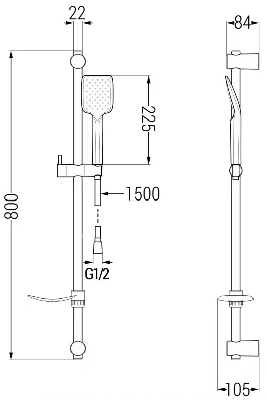 Mexen sprchový set DF62, čierny, 785624582-70