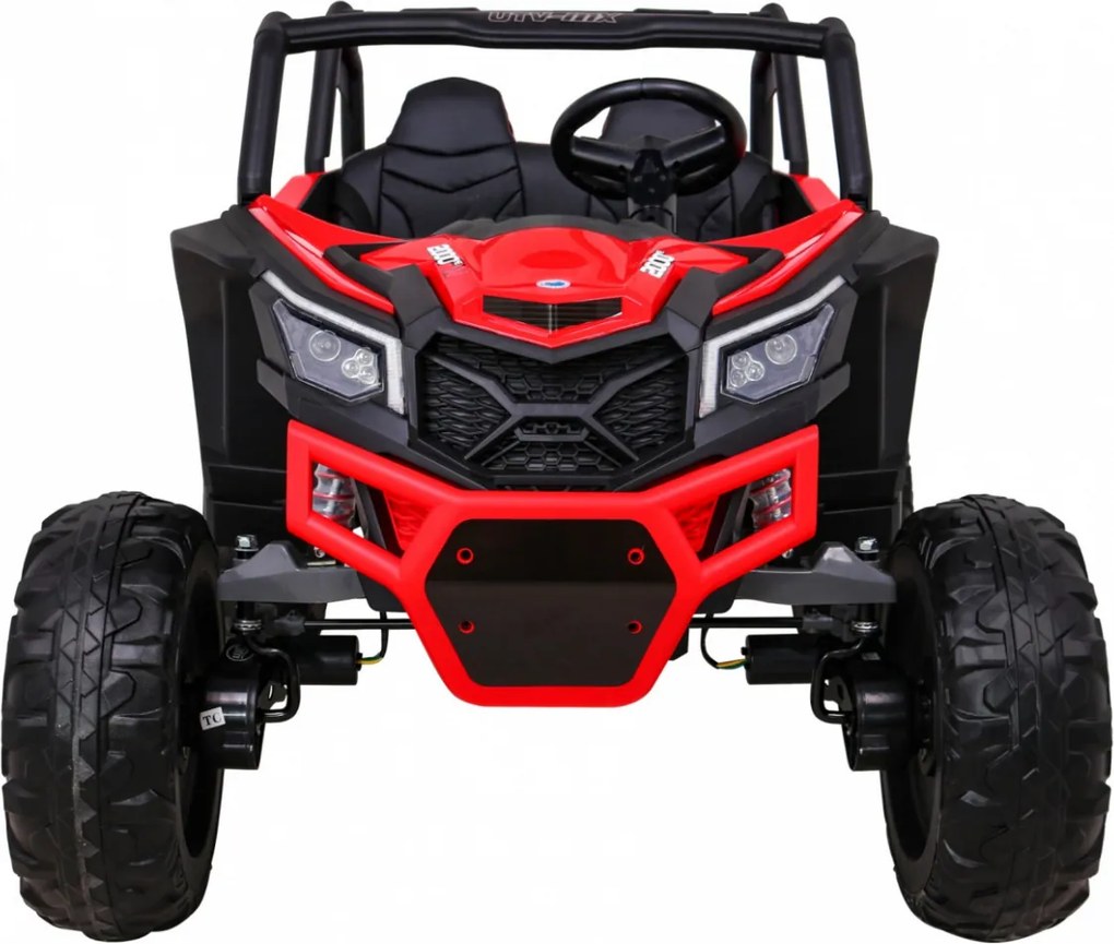 Ramiz Elektrická bugina UTV-MX pre deti červená + pohon 4x4 + diaľkové ovládanie + LED a audio + úložný priestor + EVA + pomalý štart