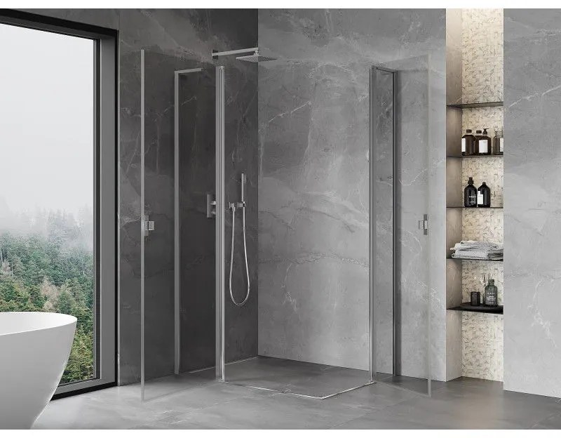 Mexen, Mexen Mist L Duo výklopný sprchový kút 105 x 95 cm, priehľadný, chróm - 8A4L-105-095-01-00