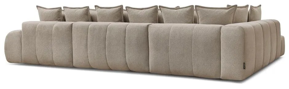 Taupe ženilková rozkladacia/s úložným priestorom rohová pohovka (ľavý roh/do tvaru "U") Everest – Bobochic Paris