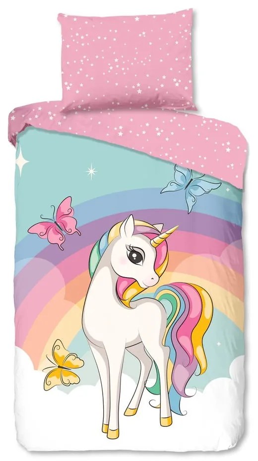 Ružové bavlnené detské obliečky na jednolôžko 140x200 cm Dash – Good Morning