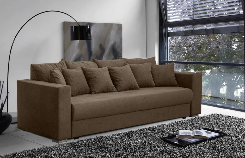 Pohovka rozkladacia na lôžko Genf, gaštanová hnedá látka