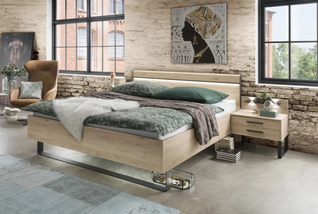 Set nočných stolíkov (2 ks) Brüssel, kamenný dub/šedá