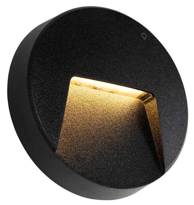 Sada 2 čiernych okrúhlych vonkajších nástenných svietidiel vrátane LED IP65 - Gem