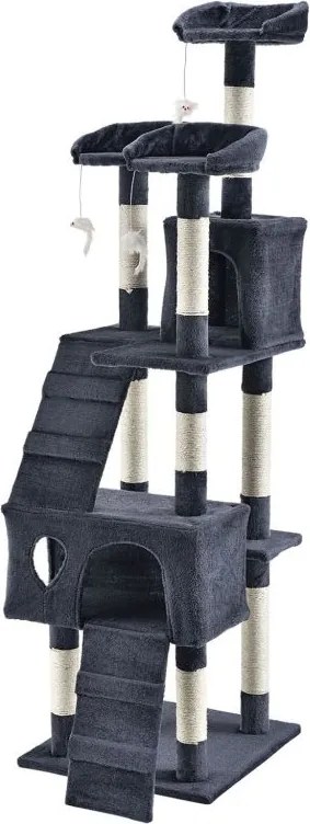 Mačacie škrabadlo 170 cm s pelieškami, domčekmi a stĺpikmi