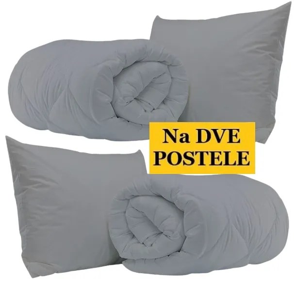 Paplón a vankúš ANTIALERGICKÝ ŠEDÝ 2ks 70x90 2Ks 140x200 cm