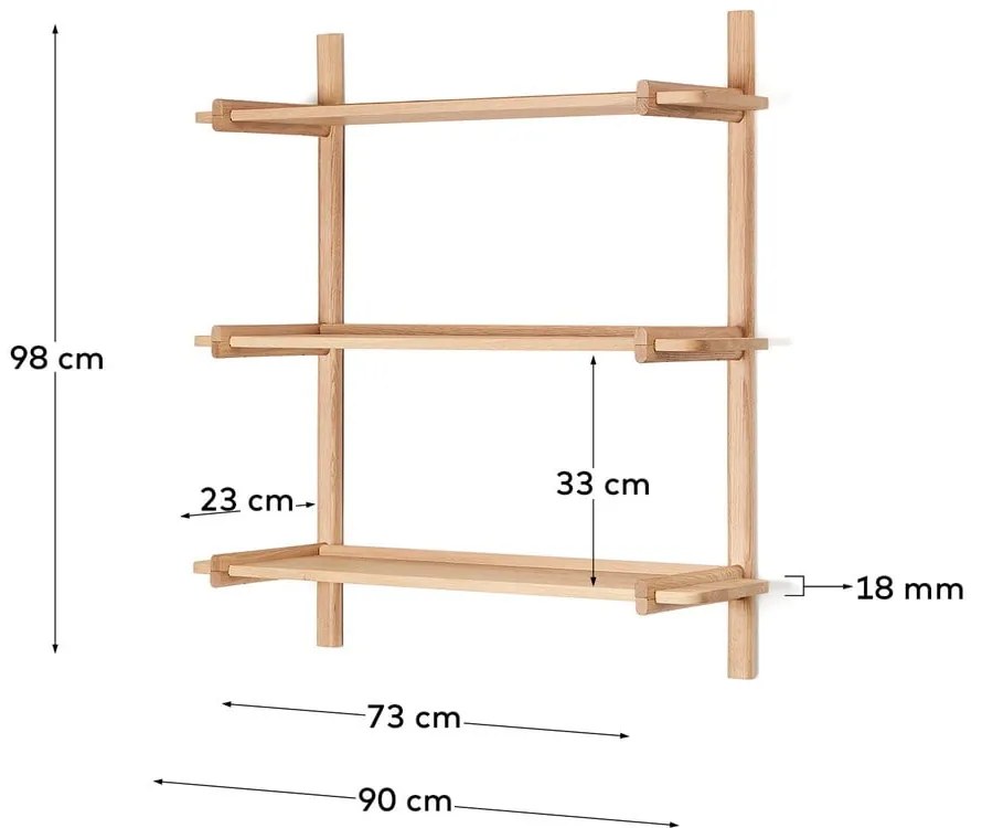 Modulárny policový systém z dubového dreva v prírodnej farbe 90x98 cm Sitra – Kave Home