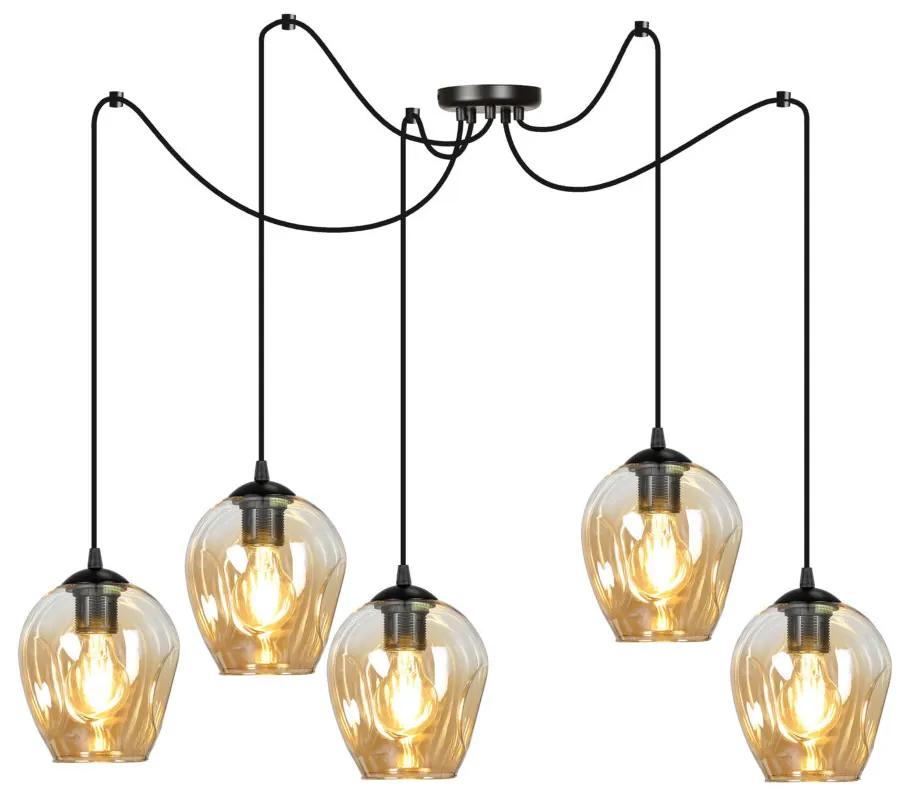 LEVEL 5 | dizajnová káblová závesná lampa Farba: Čierna / medová