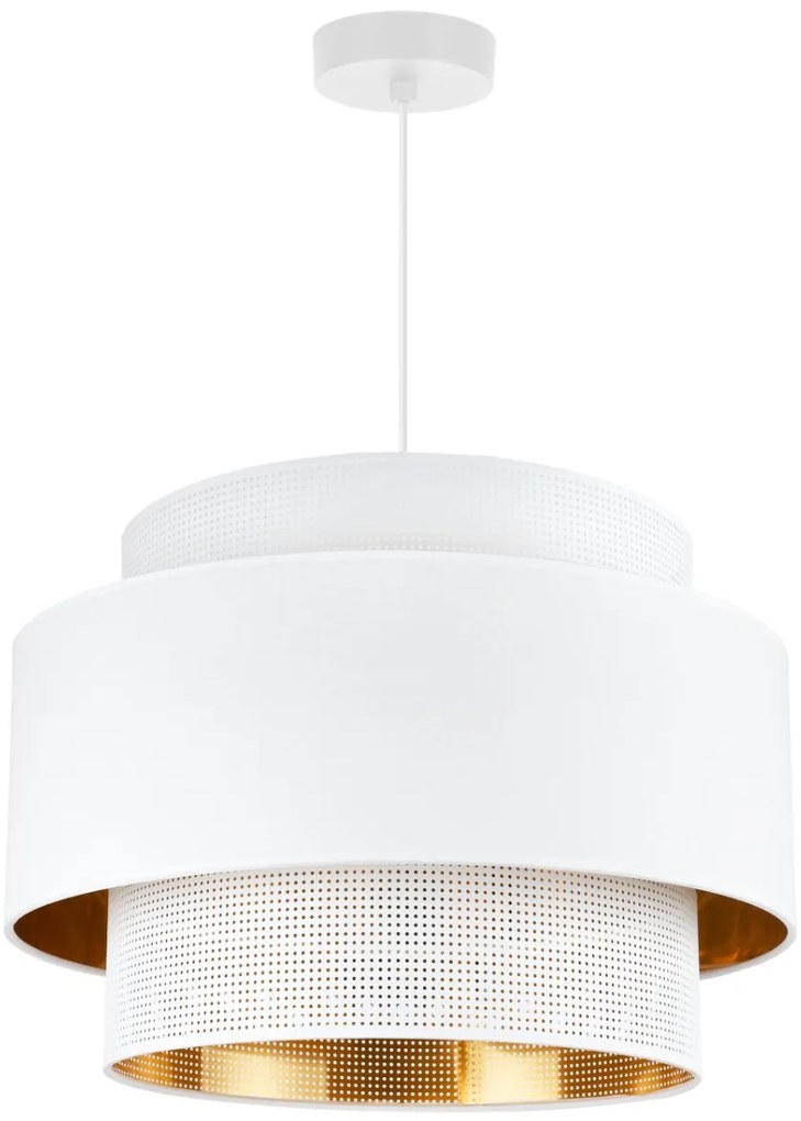 Závesné svietidlo Asti, 1x PVC/biele textilné tienidlo, (fi 45cm), g/c, w